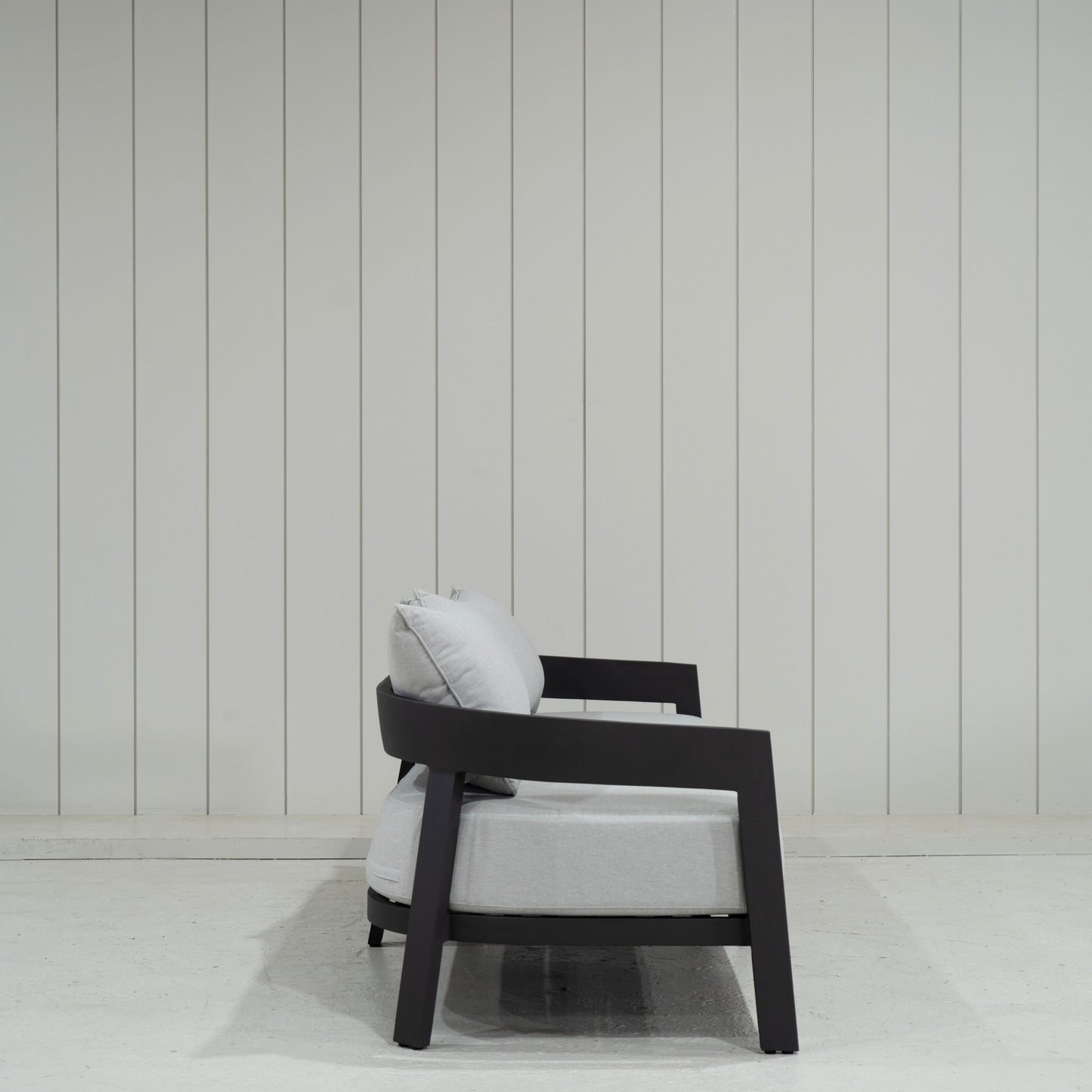 As Shown: in Vena Grey fabric.