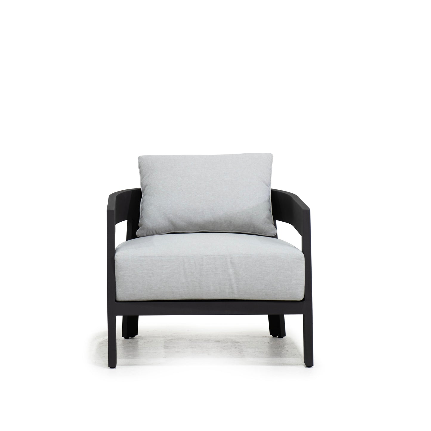 As Shown: in Vena Grey fabric.