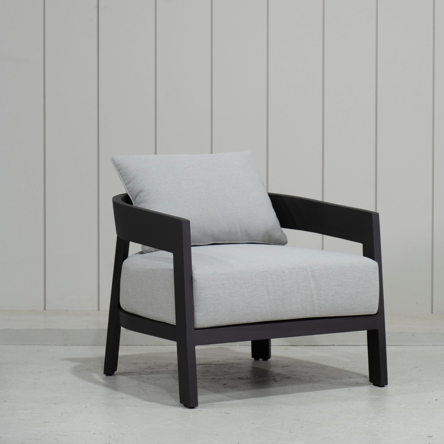 As Shown: in Vena Grey fabric.