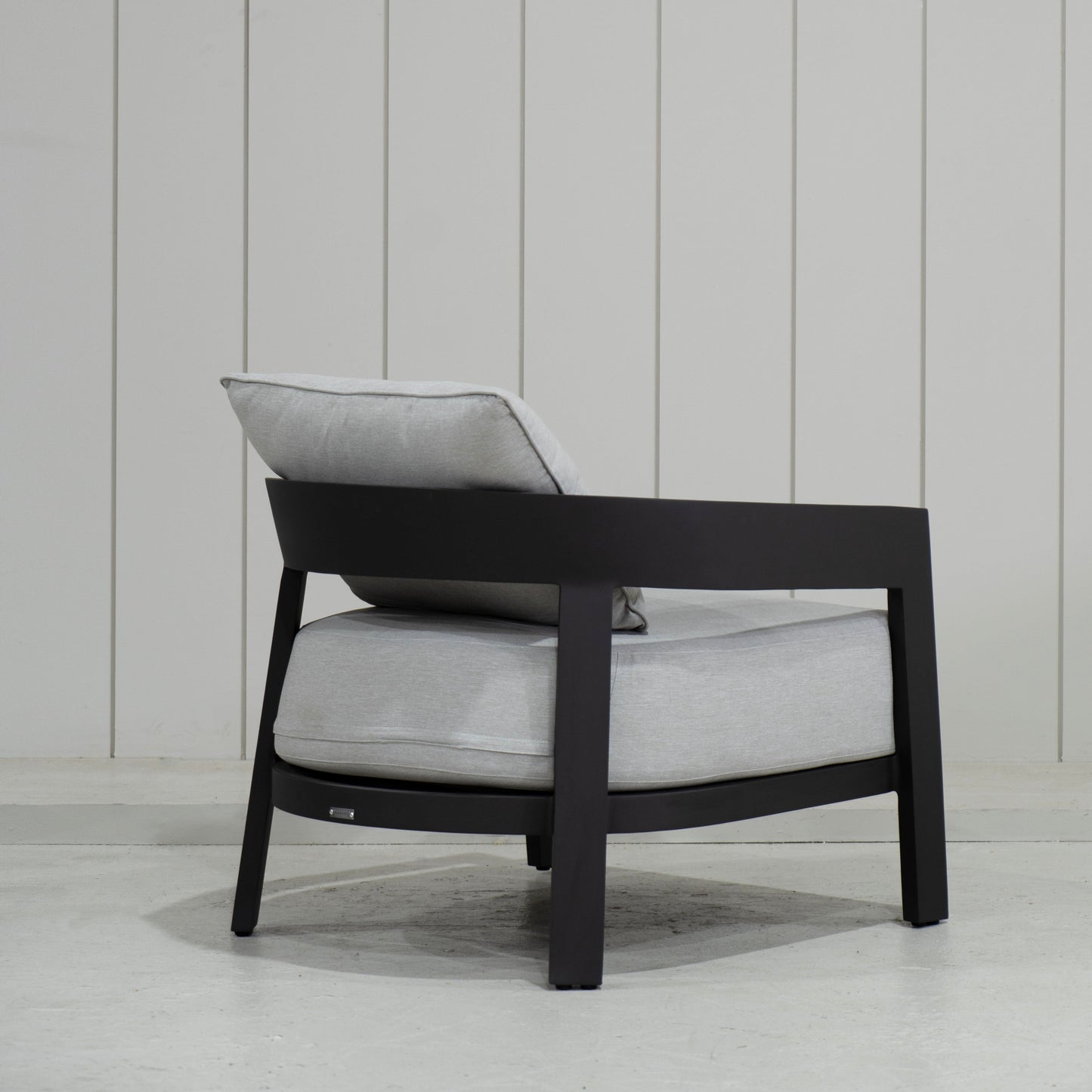 As Shown: in Vena Grey fabric.