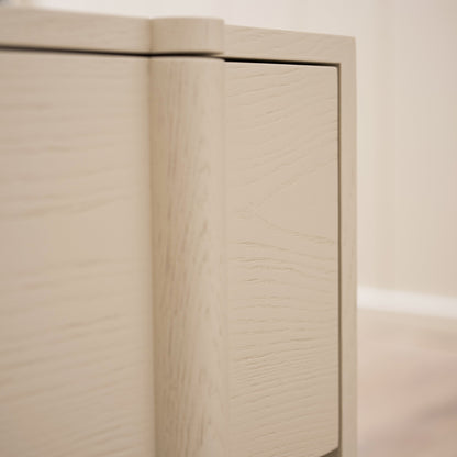 As Shown: 24"L x 20"D x 25"H | Material: Solid Ash | Finish: Wire Brushed Painted EdgeComb Grey