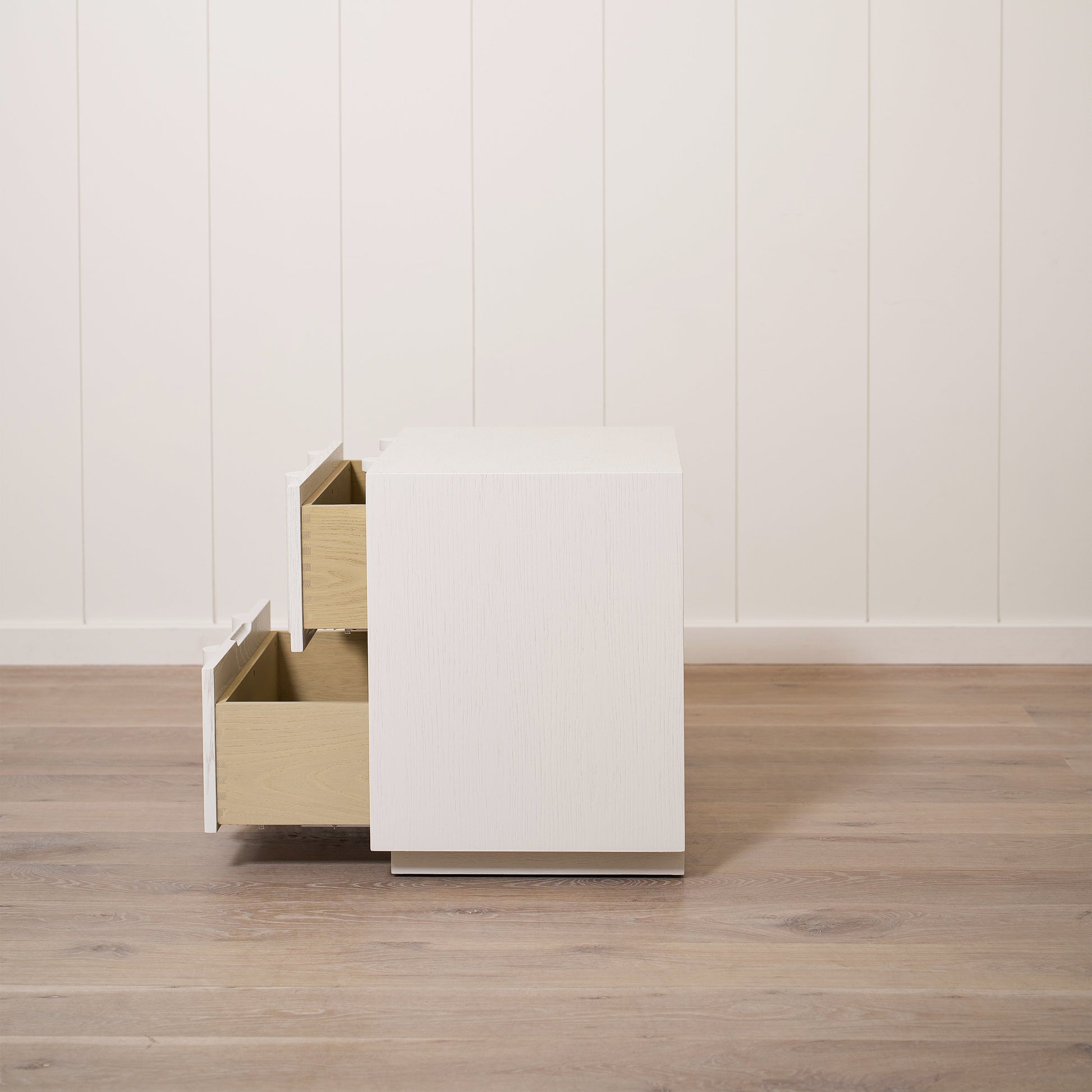 As Shown: 24"L x 20"D x 25"H | Material: Solid Ash | Finish: Wire Brushed Painted EdgeComb Grey