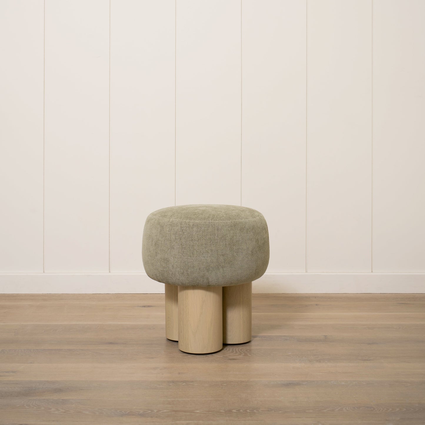 As Shown: 17"Dia x 18.5"H | Fabric: Bellamy Moss | Material: Solid & Engineered Oak | Finish: Sand