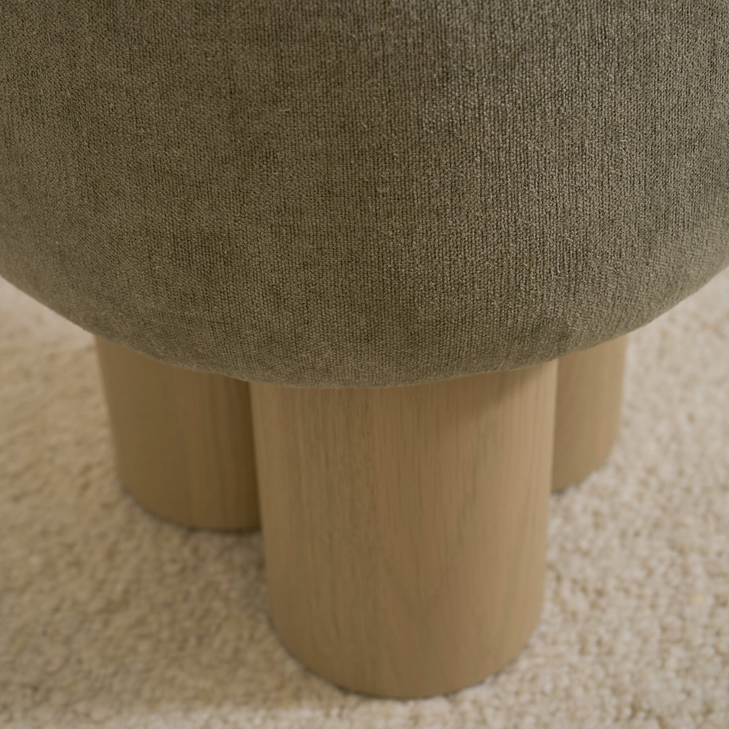 As Shown: 17"Dia x 18.5"H | Fabric: Bellamy Moss | Material: Solid & Engineered Oak | Finish: Sand
