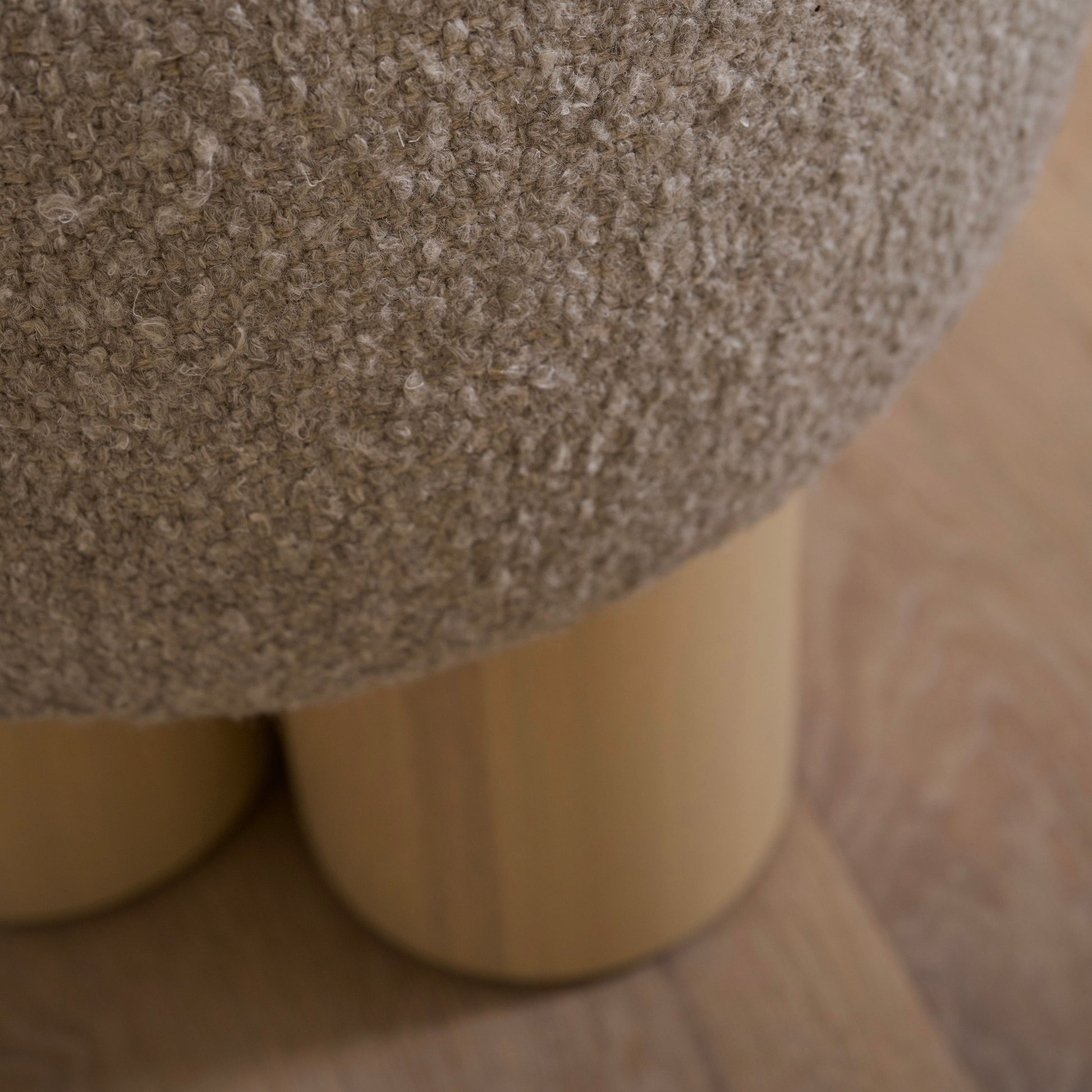 As Shown: 17"Dia x 18.5"H | Fabric: Berber Shale | Material: Solid & Engineered Oak | Finish: Sand