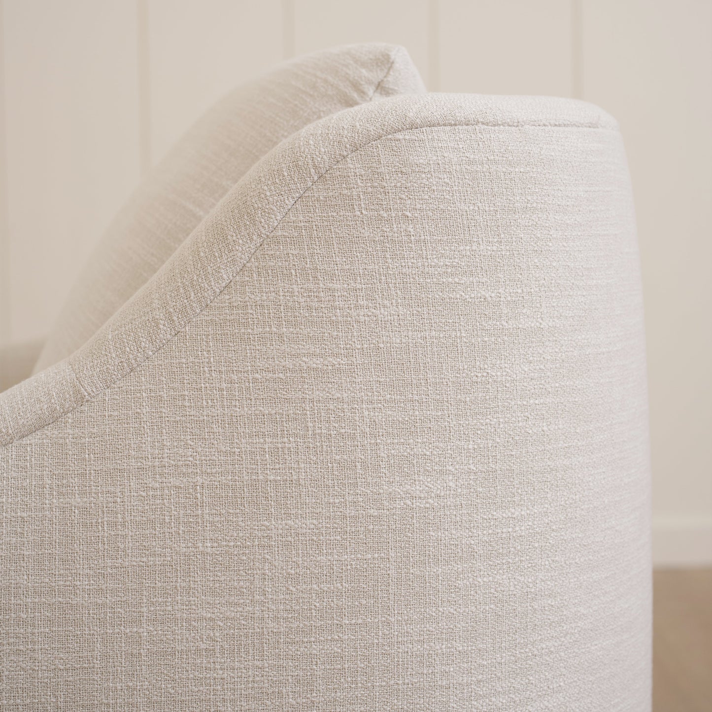 As Shown: 35"L x 39"D x 33"H | Style: Upholstered | Fabric: Banyon Oatmeal | Base: Swivel | Finish: N/A 