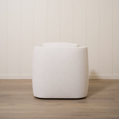 As Shown: 35"L x 39"D x 33"H | Style: Upholstered | Fabric: Rayna Frost | Base: Swivel | Finish: N/A 