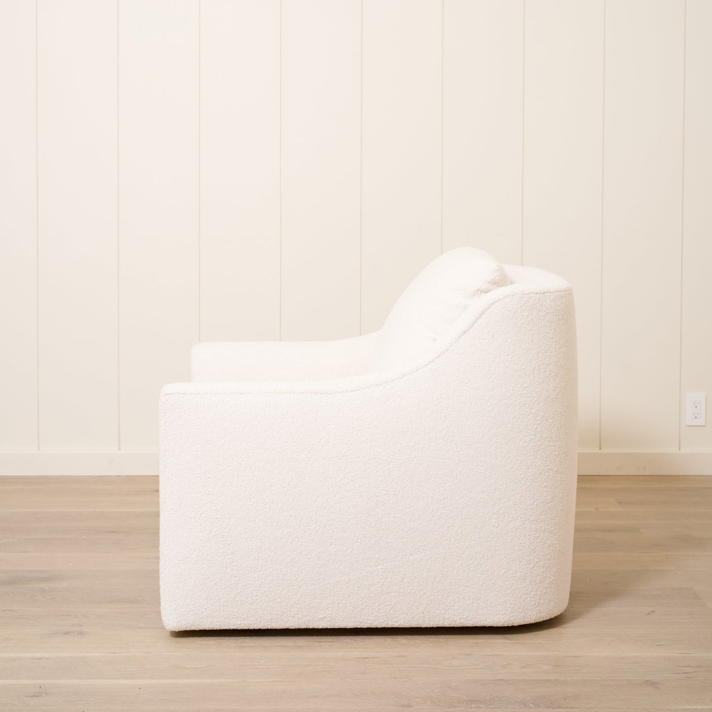 As Shown: 35"L x 39"D x 33"H | Style: Upholstered | Fabric: Peak Ivory | Base: Swivel | Finish: N/A 