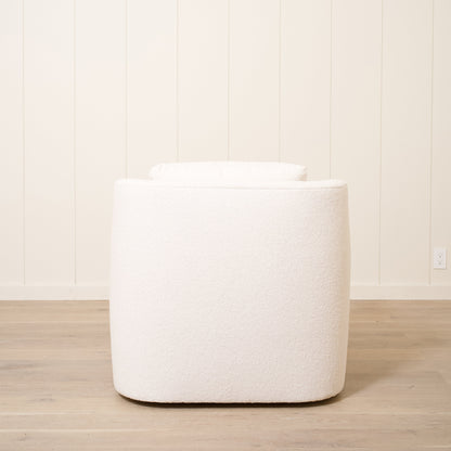 As Shown: 35"L x 39"D x 33"H | Style: Upholstered | Fabric: Peak Ivory | Base: Swivel | Finish: N/A 