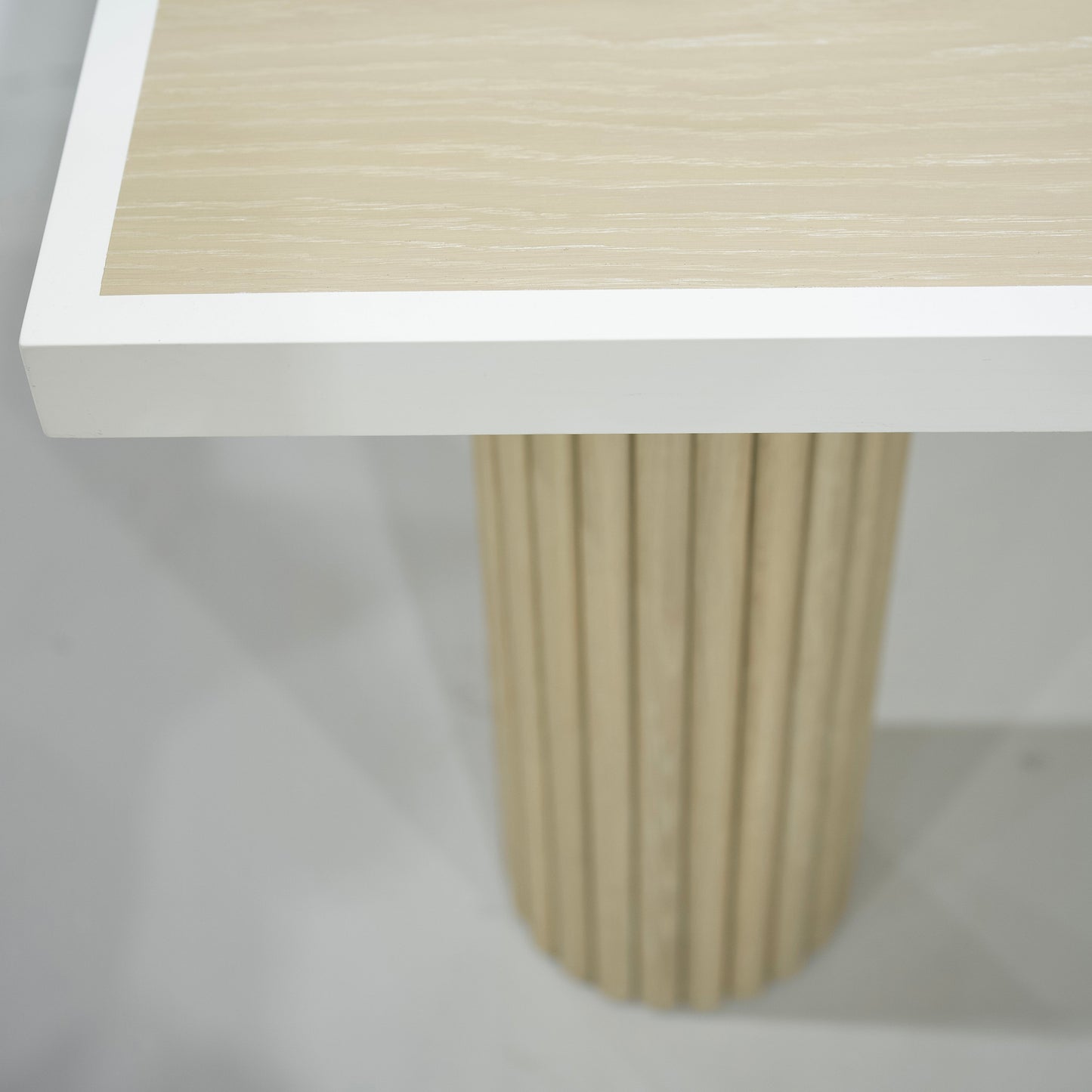 As Shown: 108"L x 60"D x 30"H | Material: Solid Oak | Finish: Natural | Painted Lines: Wire Brushed Figueroa