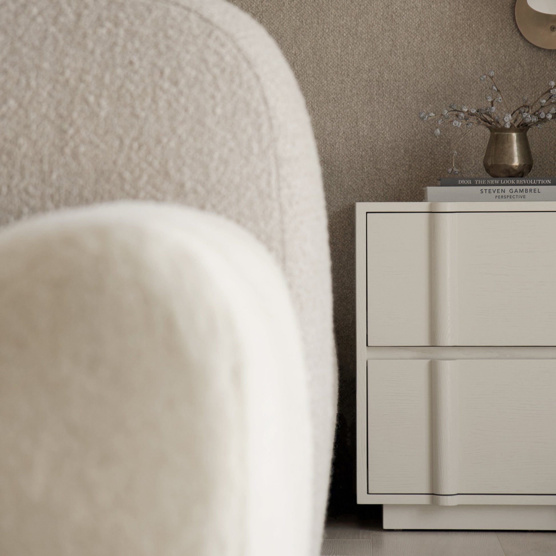 As Shown: 24"L x 20"D x 25"H | Material: Solid Ash | Finish: Wire Brushed Painted EdgeComb Grey