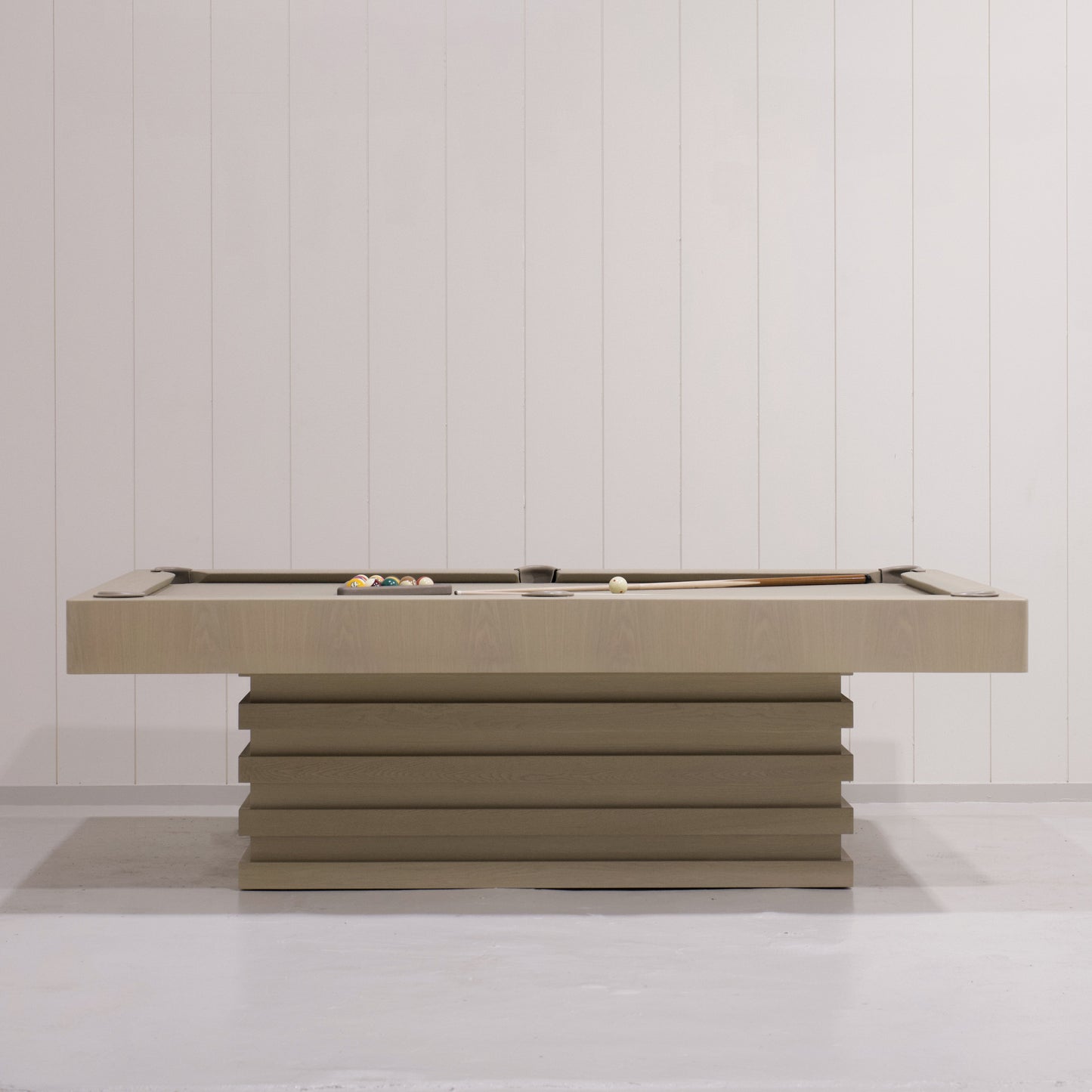 As Shown:  105‚ÄùL x 62.5‚ÄùD x 34‚ÄùH | Material: Solid and Engineered Oak | Finish: Natural & Beige Pockets