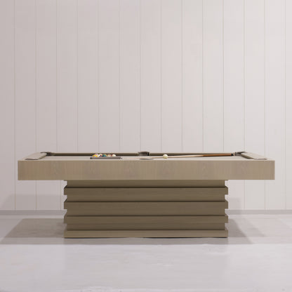 As Shown:  105‚ÄùL x 62.5‚ÄùD x 34‚ÄùH | Material: Solid and Engineered Oak | Finish: Natural & Beige Pockets