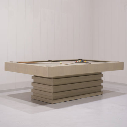 As Shown:  105‚ÄùL x 62.5‚ÄùD x 34‚ÄùH | Material: Solid and Engineered Oak | Finish: Natural & Beige Pockets