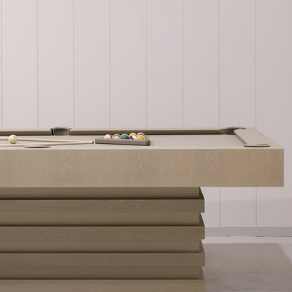 As Shown:  105‚ÄùL x 62.5‚ÄùD x 34‚ÄùH | Material: Solid and Engineered Oak | Finish: Natural & Beige Pockets