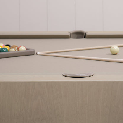 As Shown:  105‚ÄùL x 62.5‚ÄùD x 34‚ÄùH | Material: Solid and Engineered Oak | Finish: Natural & Beige Pockets