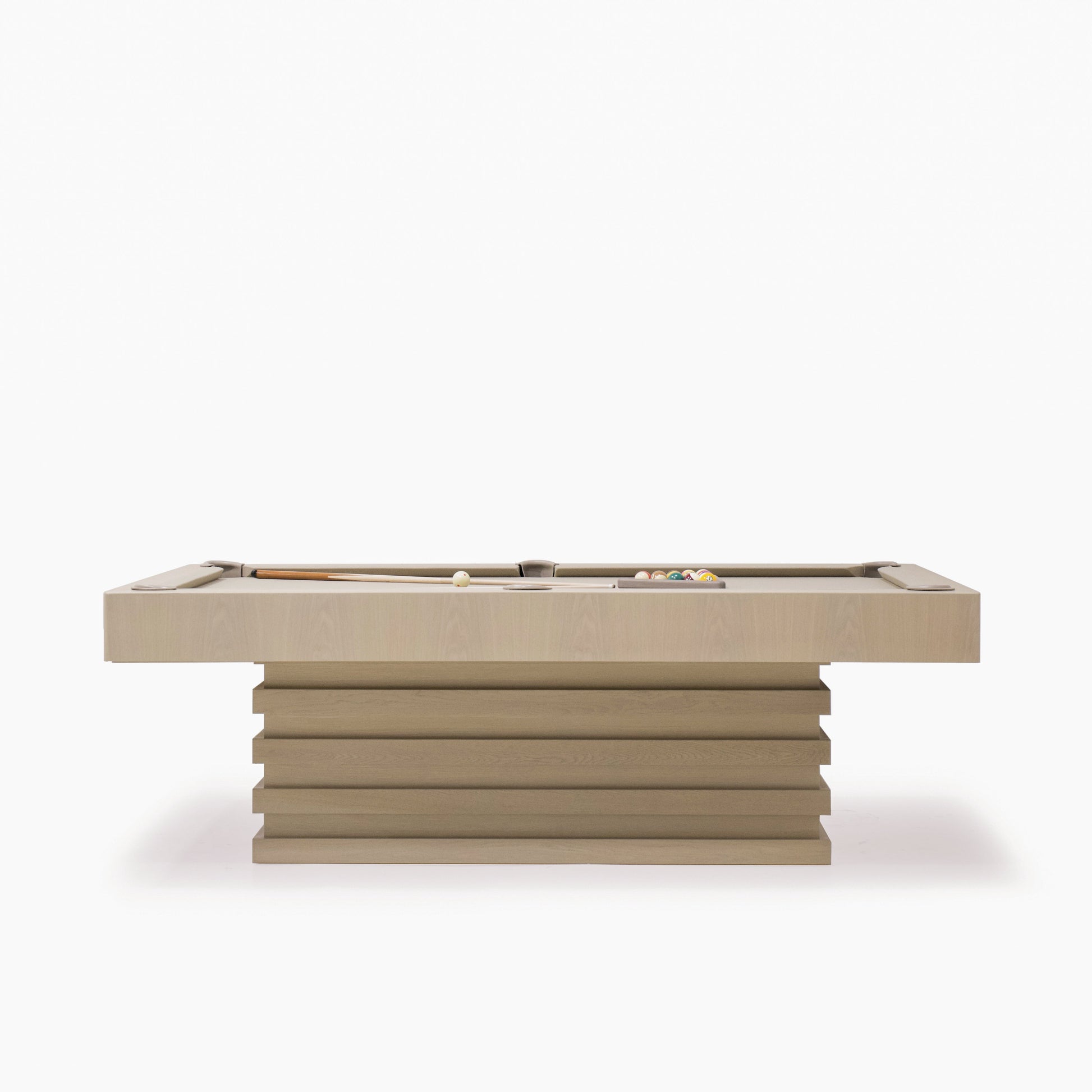 As Shown:  105‚ÄùL x 62.5‚ÄùD x 34‚ÄùH | Material: Solid and Engineered Oak | Finish: Natural & Beige Pockets