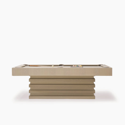 As Shown:  105‚ÄùL x 62.5‚ÄùD x 34‚ÄùH | Material: Solid and Engineered Oak | Finish: Natural & Beige Pockets