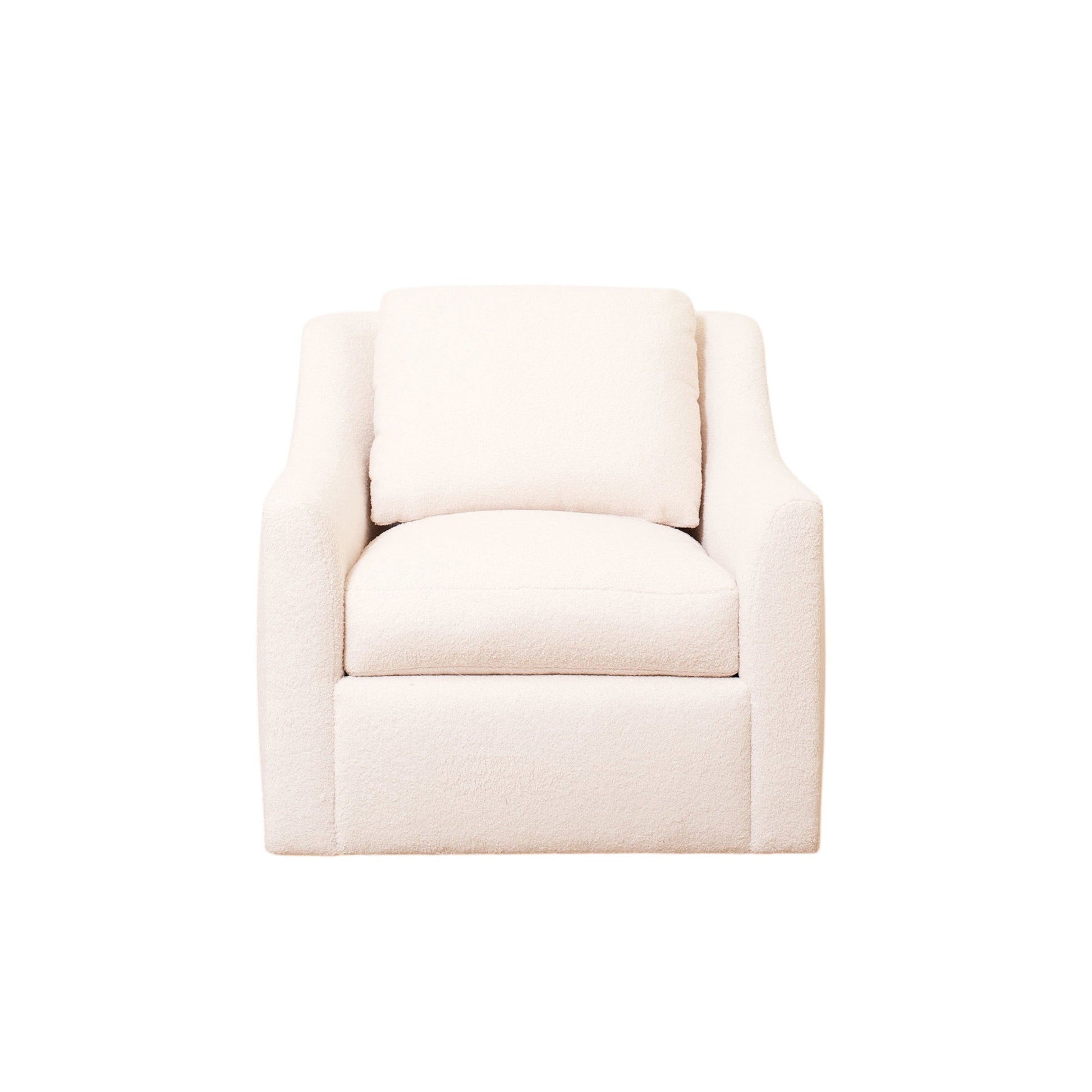 As Shown: 35"L x 39"D x 33"H | Style: Upholstered | Fabric: Peak Ivory | Base: Swivel | Finish: N/A 