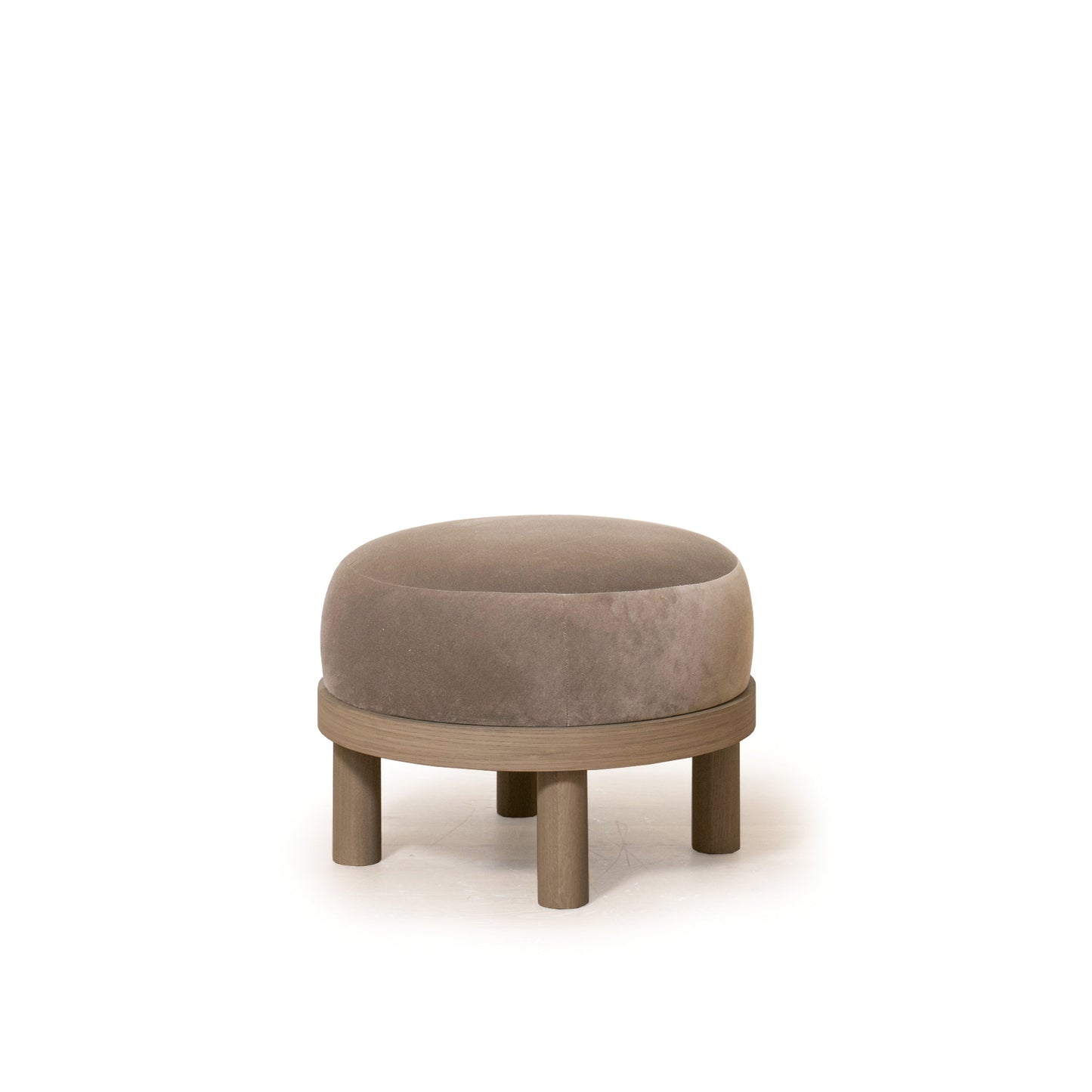 As Shown: 23"Dia x 17"H | Fabric: Sky Taupe | Material: Solid & Engineered Oak | Finish: Hazel