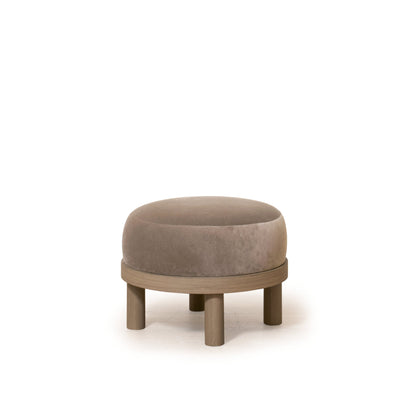 As Shown: 23"Dia x 17"H | Fabric: Sky Taupe | Material: Solid & Engineered Oak | Finish: Hazel