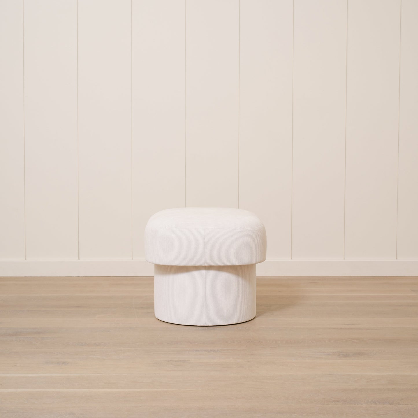 As Shown: 20"L x 20"D x 18"H | Fabric: Mila Sugar | Material: Solid & Engineered Oak | Finish: N/A