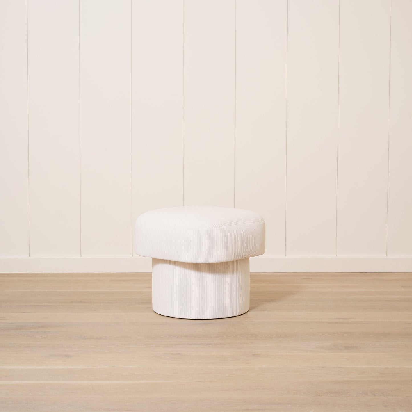 As Shown: 20"L x 20"D x 18"H | Fabric: Mila Sugar | Material: Solid & Engineered Oak | Finish: N/A