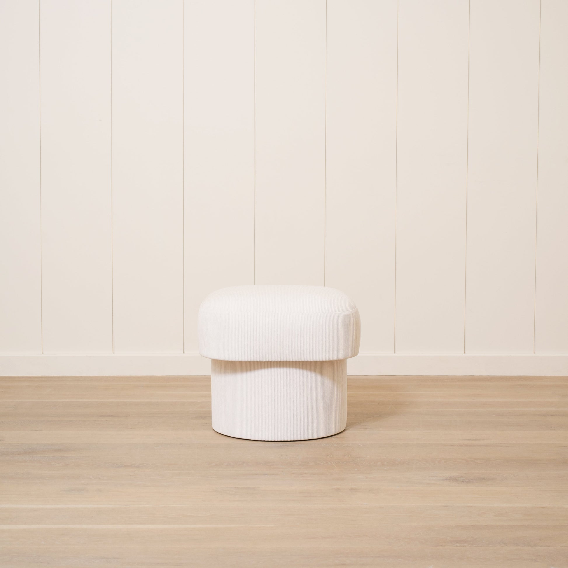 As Shown: 20"L x 20"D x 18"H | Fabric: Mila Sugar | Material: Solid & Engineered Oak | Finish: N/A