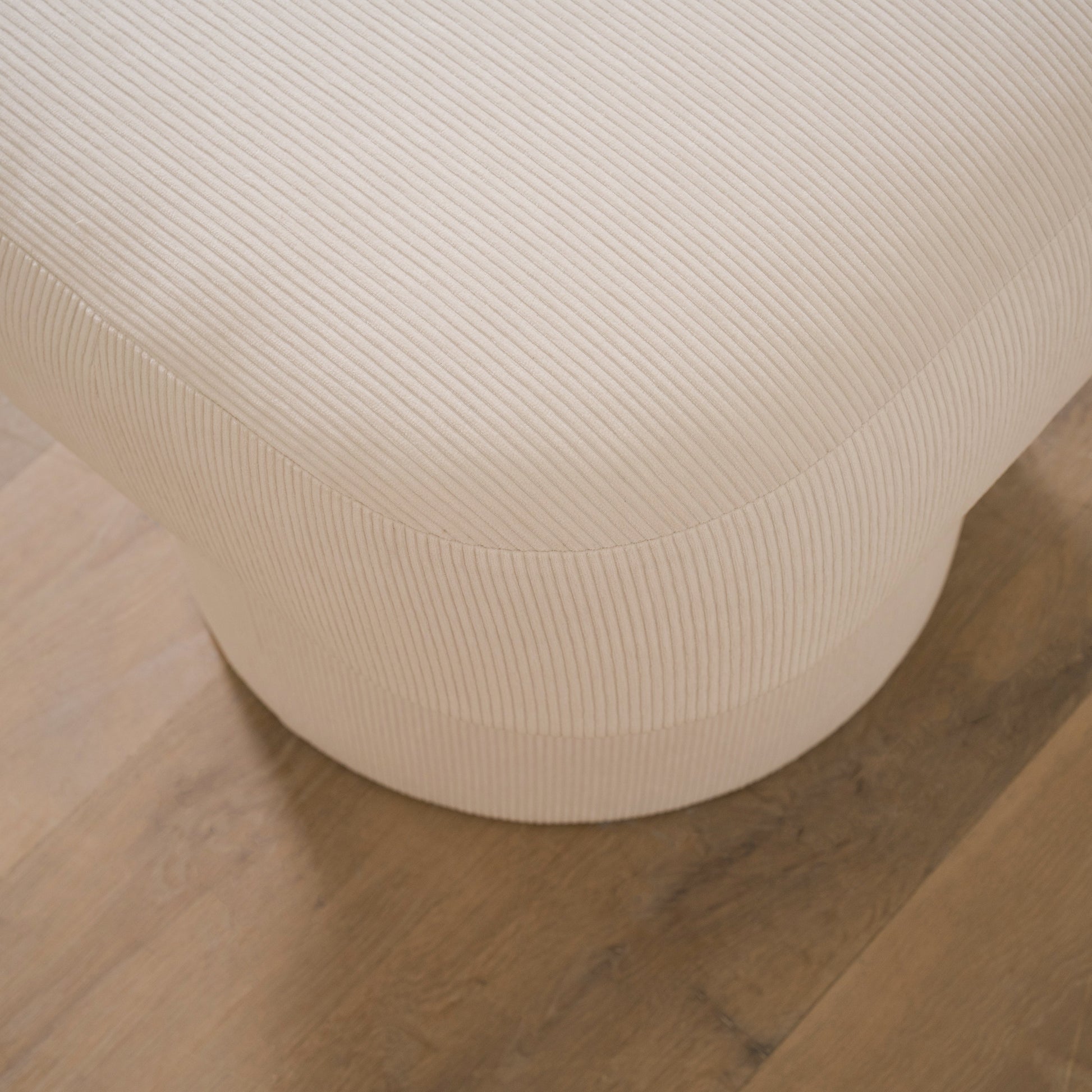 As Shown: 20"L x 20"D x 18"H | Fabric: Mila Sugar | Material: Solid & Engineered Oak | Finish: N/A