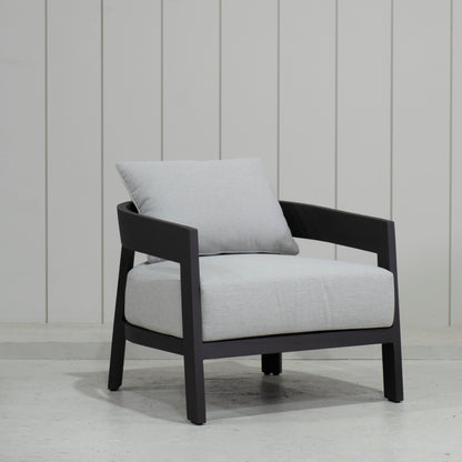 As Shown: in Vena Grey fabric.