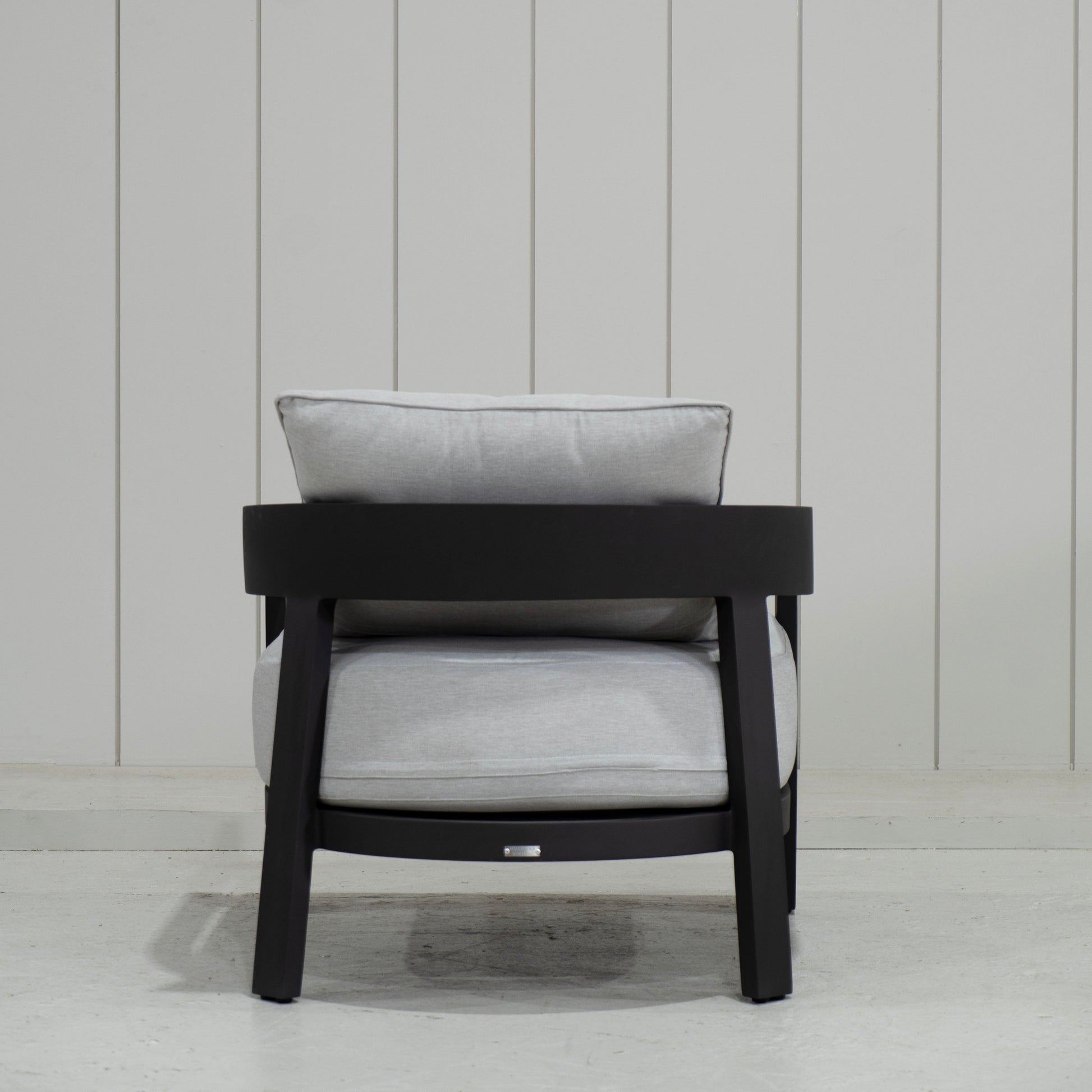 As Shown: in Vena Grey fabric.