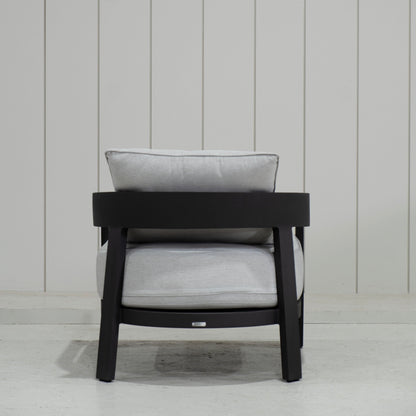 As Shown: in Vena Grey fabric.