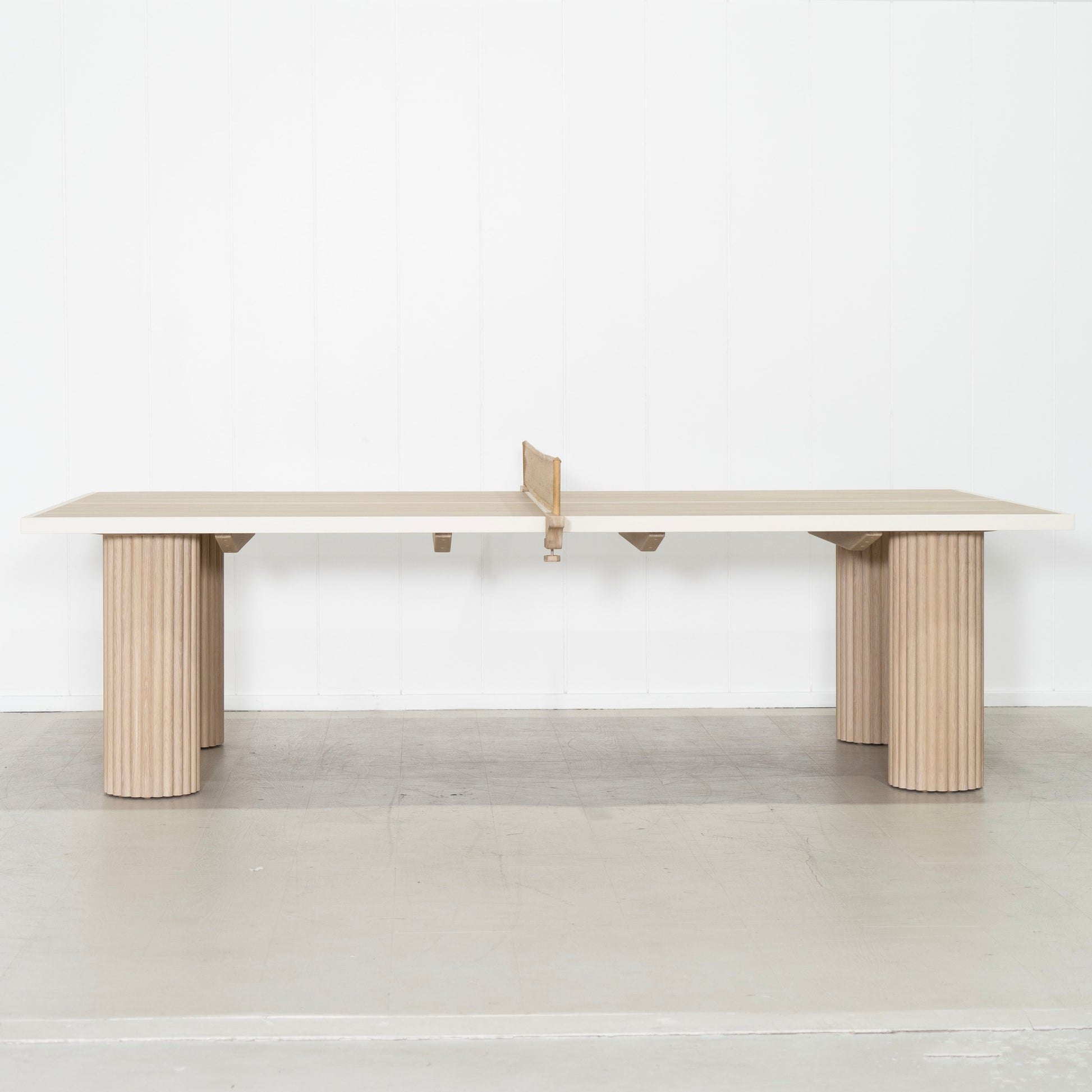 As Shown: 108"L x 60"D x 30"H | Material: Solid Oak | Finish: Sand | Painted Lines: Wire Brushed Figueroa