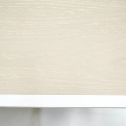 As Shown: 108"L x 60"D x 30"H | Material: Solid Oak | Finish: Sand | Painted Lines: Wire Brushed Figueroa